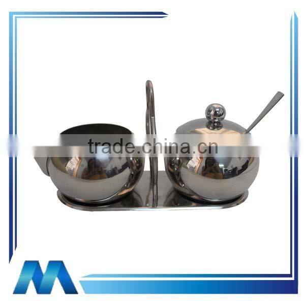 Round Stainless Steel Sugar Bowl with Rotatable Lid