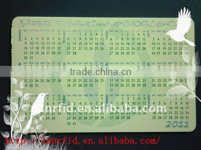 CMYK offset print PLA smart card,used as calendar