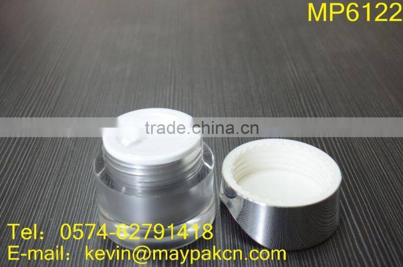 Hot sale with good quality double wall with beauty ball made in china square golden acrylic cream jar