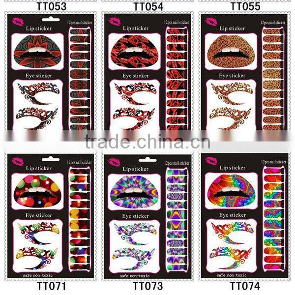 Sexy Fashion Lip nail Eye Tattoo sticker set