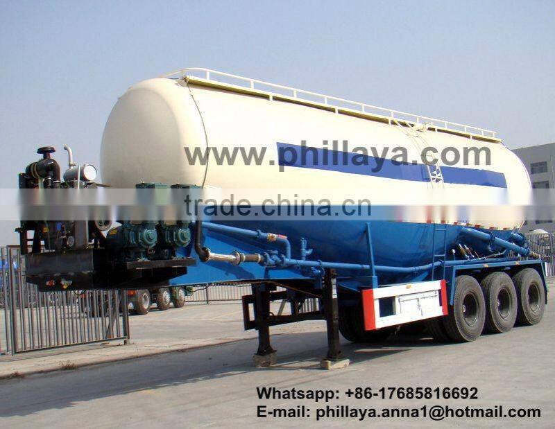 Tri-axle dry bulk cement tanker , cement bulker truck trailers with air compressor