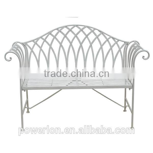 POWERLON gothic matl bench shabby chic metal outdoor furniture anti white color