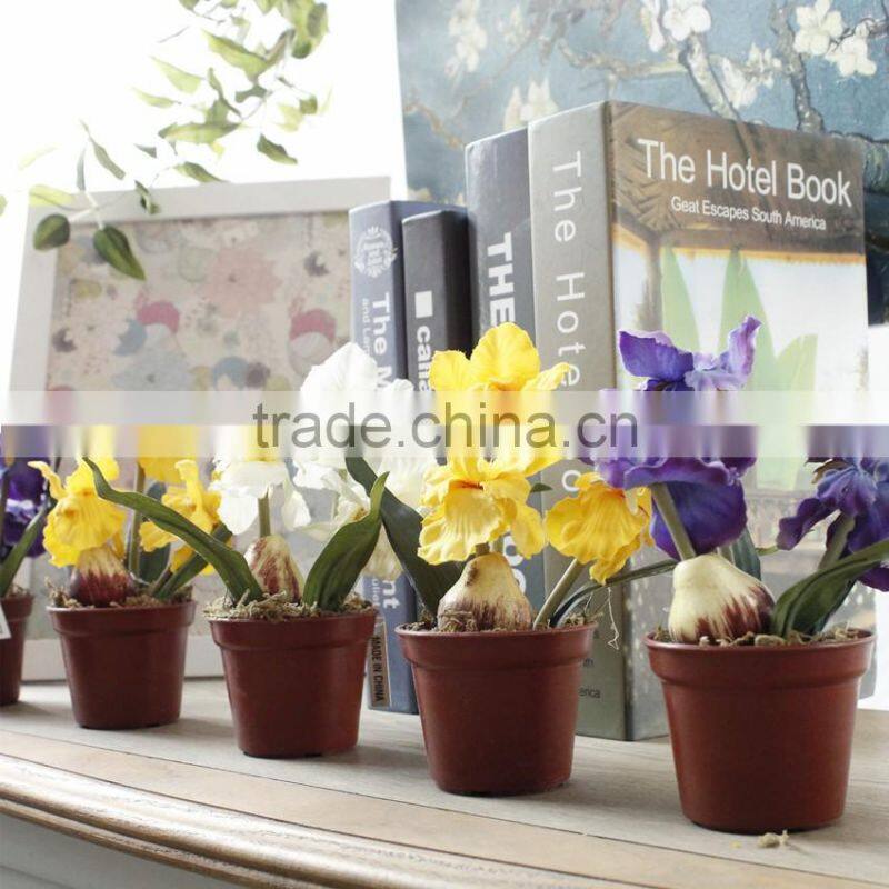 New design indoor decoration silk flowers iris bonsai mini artificial flowers