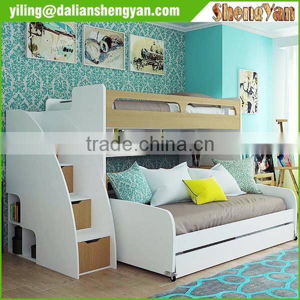 Kids Wooden Furniture Transitional Bunk Bed with Table