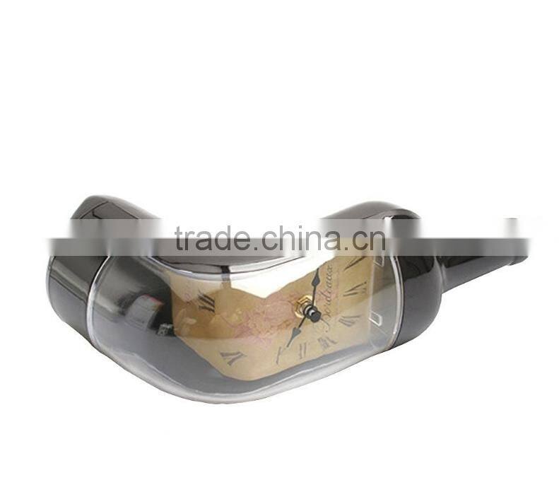 Cretive Melting Wine Bottle Artistic Wall Clock, Table Screwy Bell For Decoration