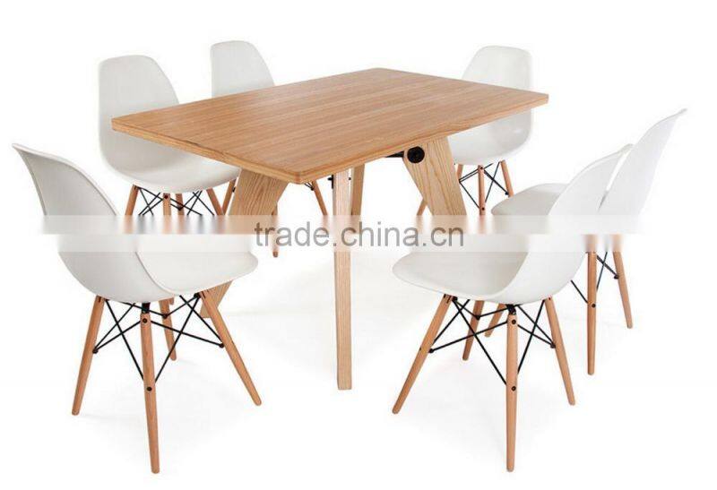 2015 Hot sale teak wood table and Plastic chair restaurant used dining set
