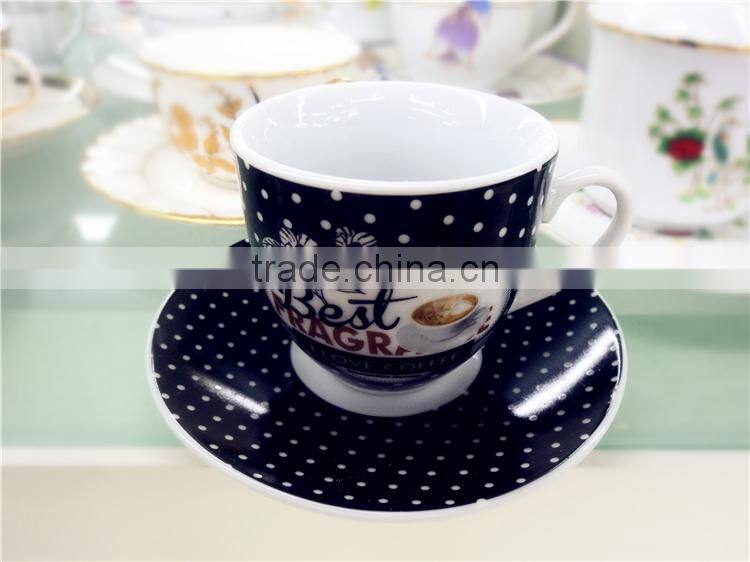 black porcelain ceramic coffee cup and saucer bulk