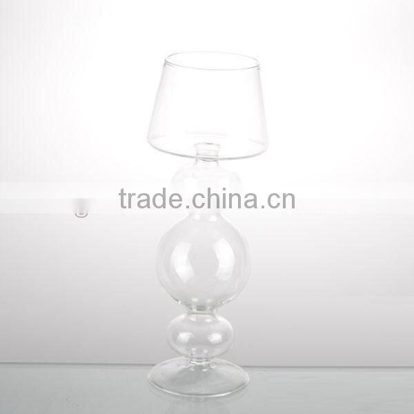 3-tier high temperature resistance clear series tall glass hurricane candle holder
