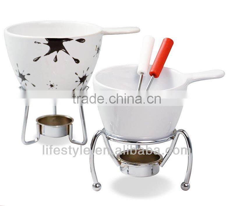 Ceramic Chocolate Fondue Set with Forks