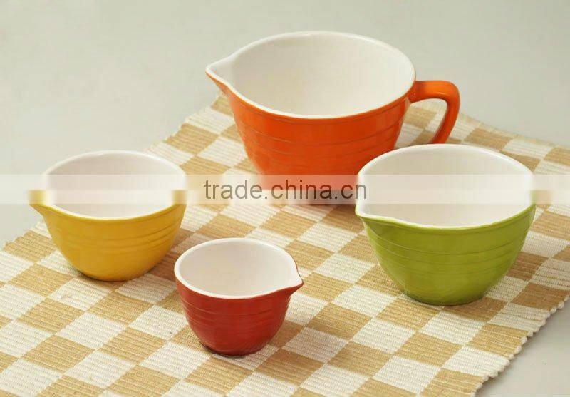 4pcs Stoneware batter bowl with solid color