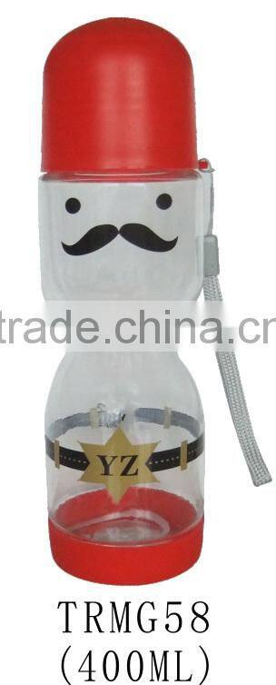 Custom logo food grade plastic travel drinking water bottle with lanyard