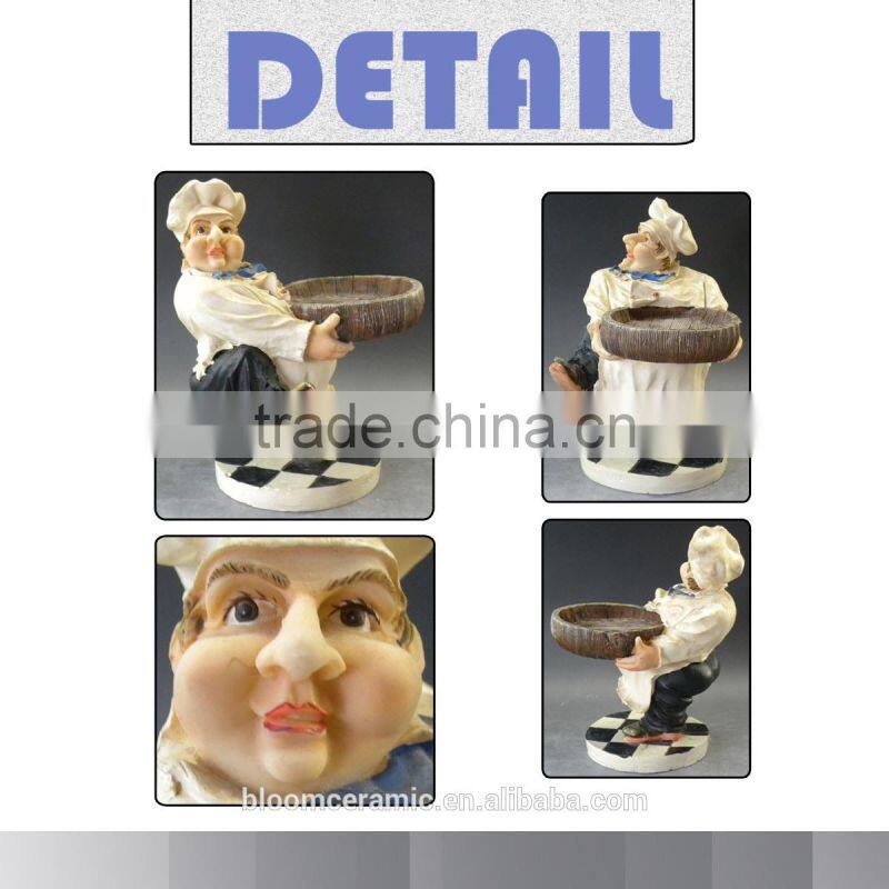 Decorative resin chefs figurines serving plate