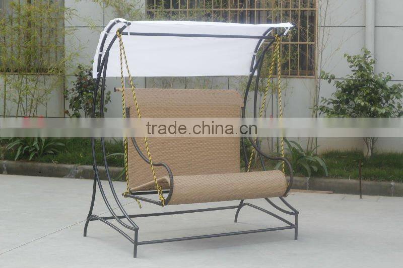 wide shape rattan swing with canopy