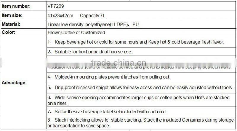 China factory LLDPE hotel service drink dispenser rotomolded coolers