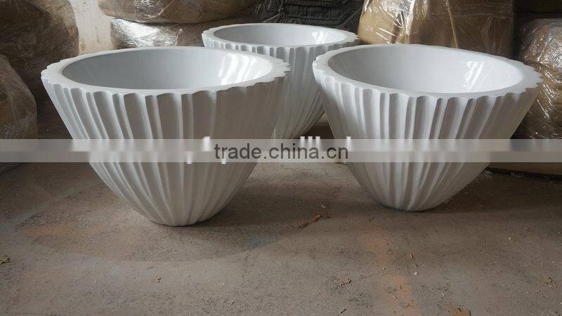 White FRP planter pot