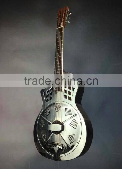 40 inch chrome metal resonator guitar with blues slide