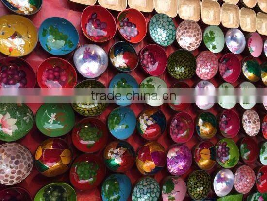 Handmade Lacquer coconut shell bowl 100% made in Vietnam / hand painted lacquer bowl