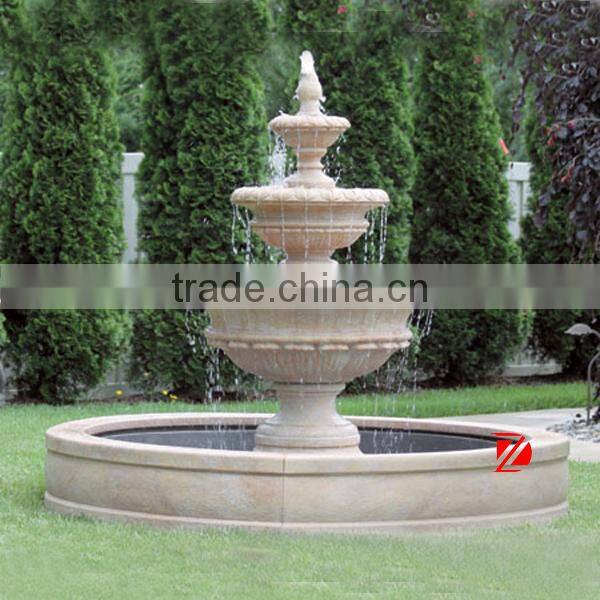 outdoor marble fountain for garden decoration with three layers