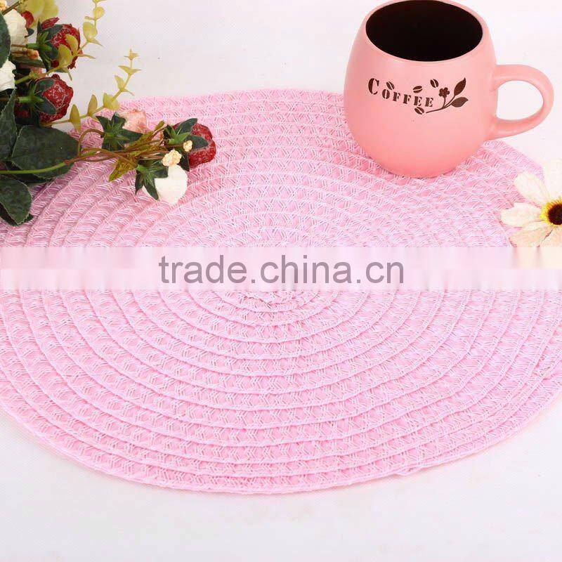 eco pink color round shape pp placemat/heat-resistant round tablemats/mats round