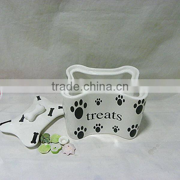 Bone Shaped Ceramic Dog Treat Jar