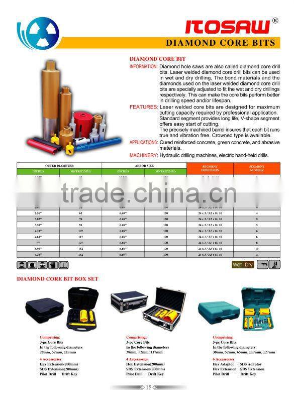 Diamond core bit, diamond core drill bits,diamond drill