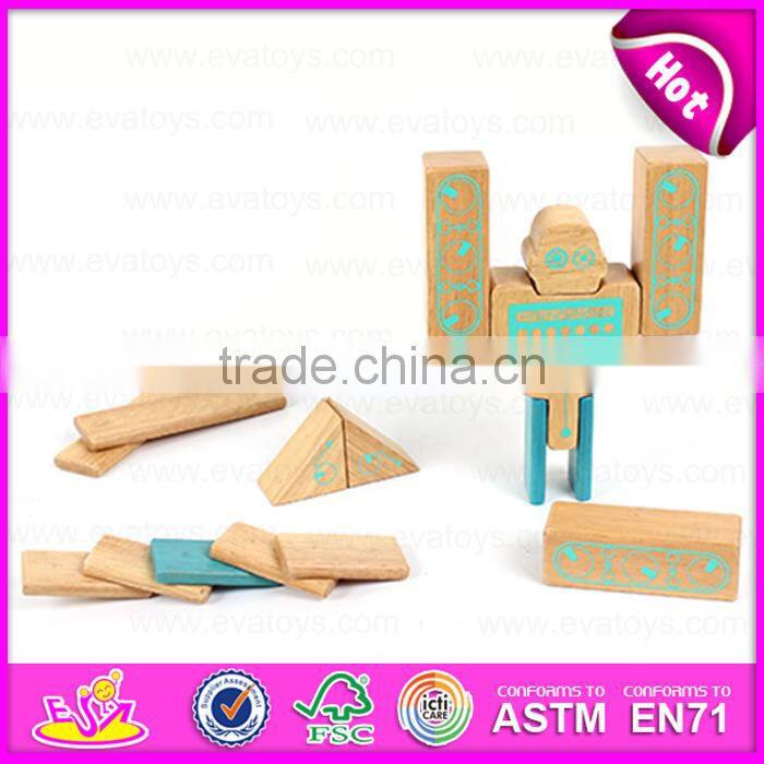 Hot sale Non Toxic wooden robot toy for kids,DIY children wooden robot toy with very cheap price W03B043