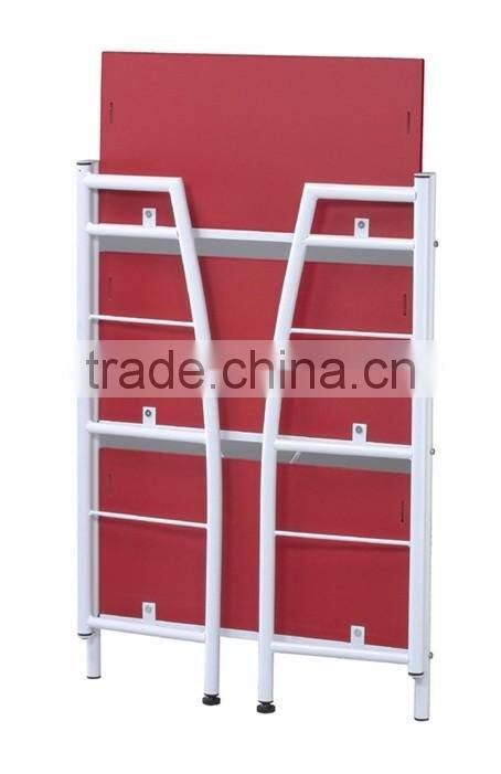 3 Wood Shelves Metal Frame Industrial Folding Storage Rack Shelf Bookcase