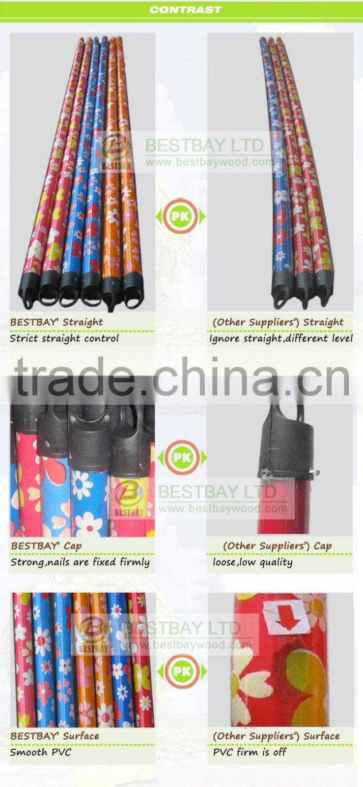 Factory price pvc cover wood handle,long handle cleaning brush