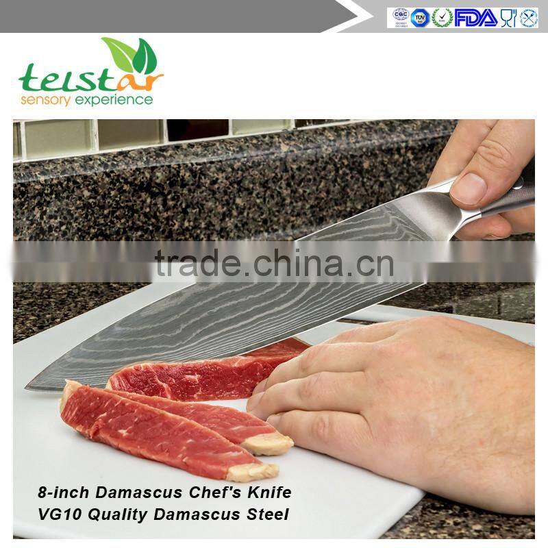 8-inch Damascus Chef's Knife - VG10 Quality Damascus Steel, 67 Layers Full-tang Blade-razor Sharp with Protective Bolster