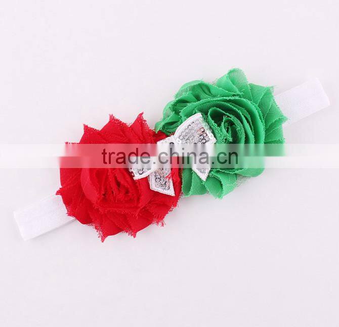 Christmas Shabby flower Baby Toddler Infant Flower Headband Hair Bow Band Accessories