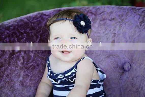 chiffon flower headband with pearl center for kids hair accessories