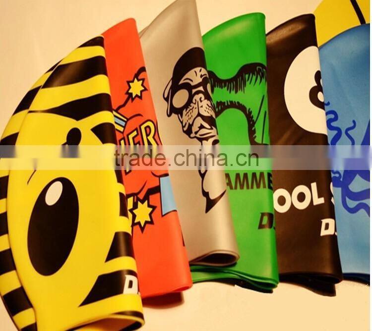 High quality waterproof printing swimming silicone hats with custom logo