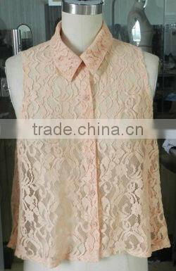 New button up black lace tops for women