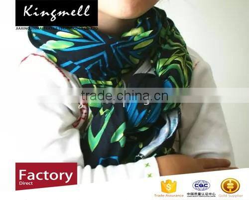 Custom 2017 Classic Digital Printed Silk Scarf for Ladies in Autumn and Winter