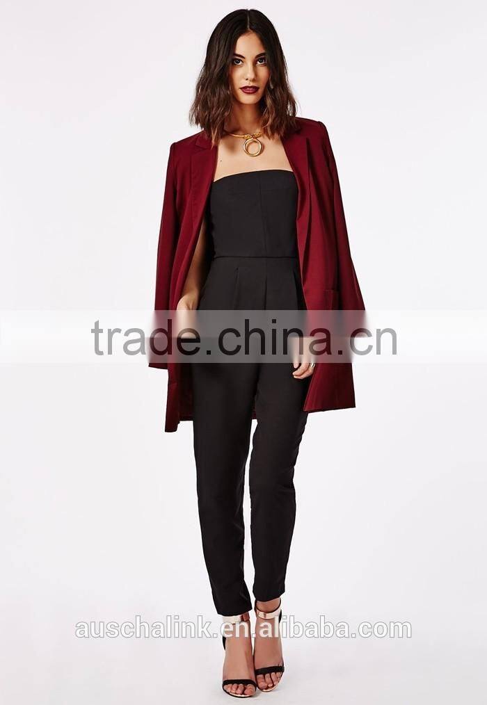 best selling girls sexy black tailored bandeau jumpsuit OEM service