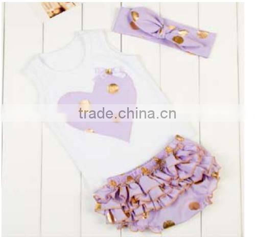 2016Gold polka dot baby outfits top quality baby clothes baby dresses