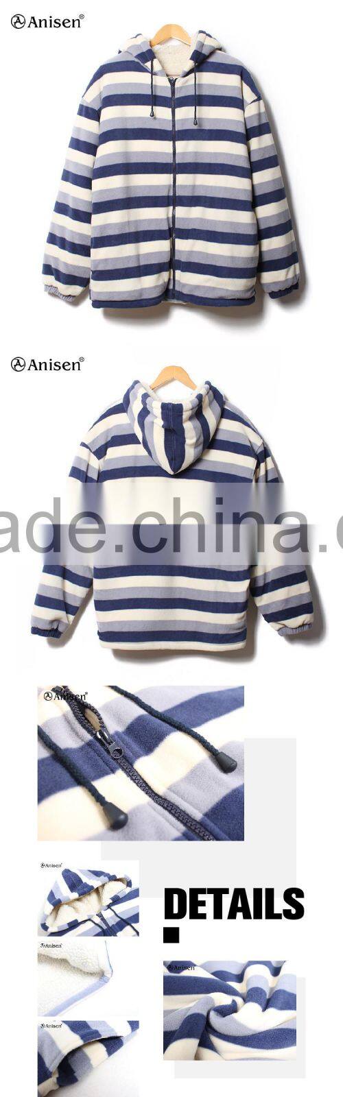 stock clothes plaid outdoor warm men fleece coat