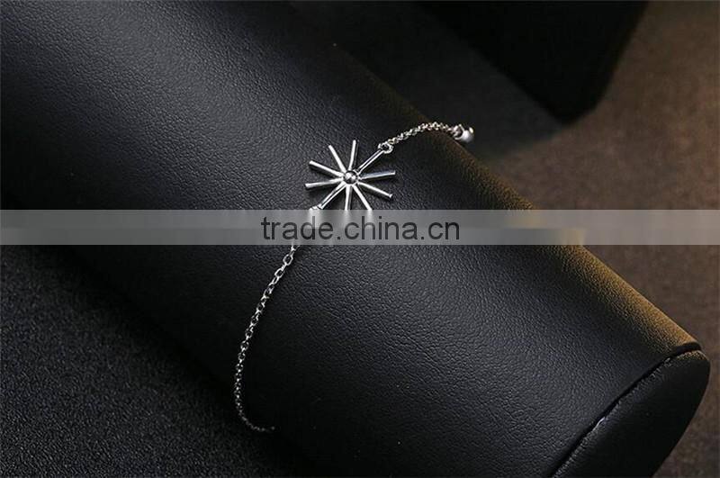 New design 925 Sterling Silver Sunflower Charms Bracelet for women