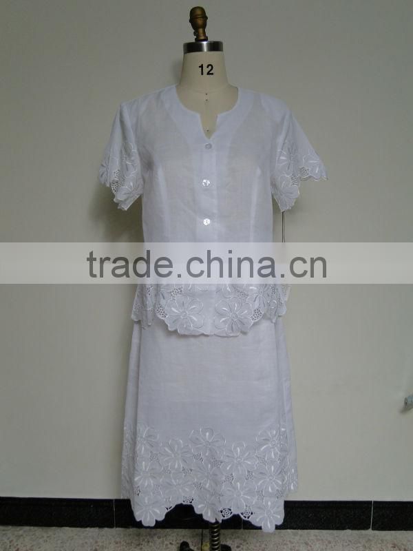Womens 2 pcs embroidery formal skirt suit for spring and summer