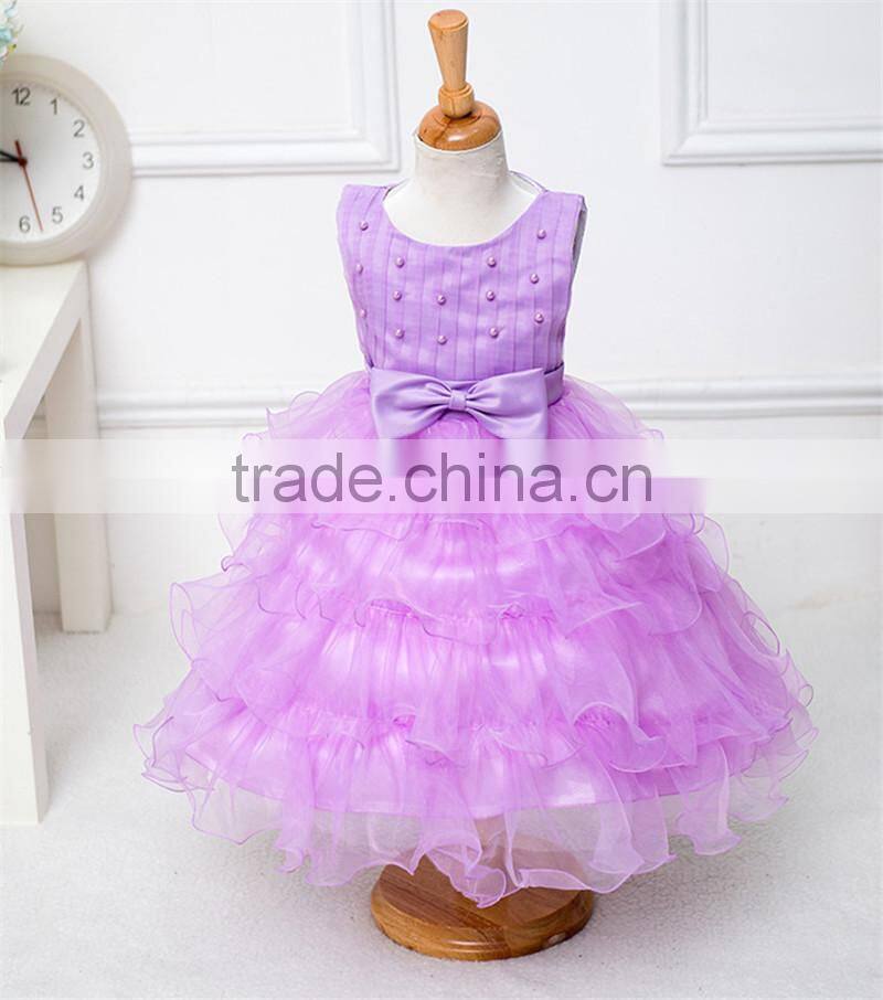 MGOO Hot Selling Factory OEM Kids Party Clothes Baby Princess Dress Pink Birthday Girl Dress Purple/White/Red 2015