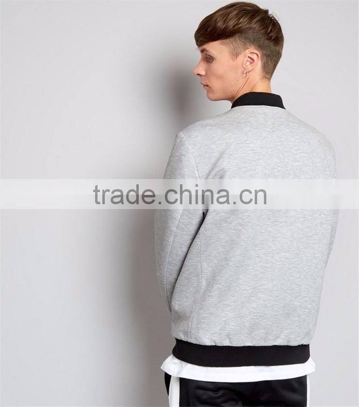 MGOO Men Custom Cotton Zip Up Coat Robbing Collar Tailored Jersey Bomber Jacket Grey Baseball Clothings