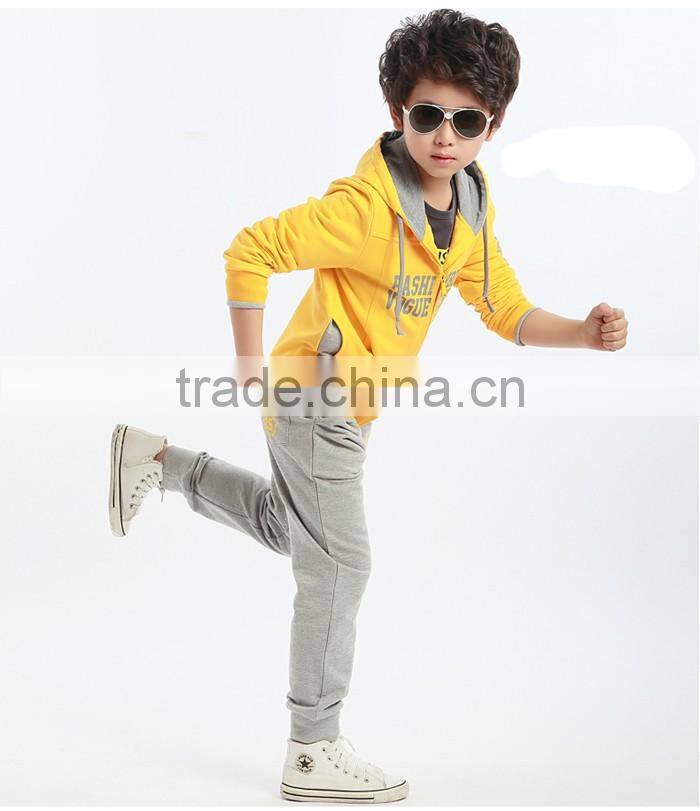 Fashion wholesale sports zip-up child boy clothes set