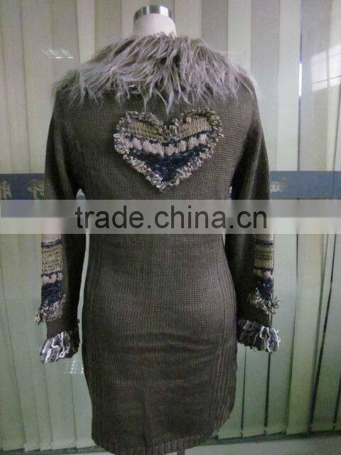 winter wool with fur neck sweater