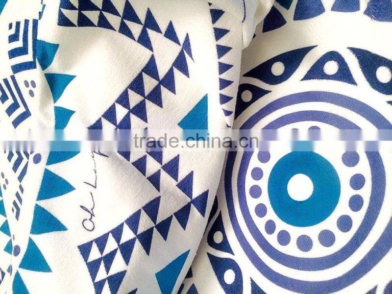 Hot sale cheap reactive print microfiber beach towel with tassel