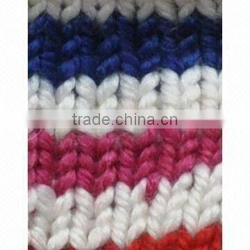 Women's Knitted Hat in 1.5gg Striped, Made of 70% Acrylic and 30% Wool