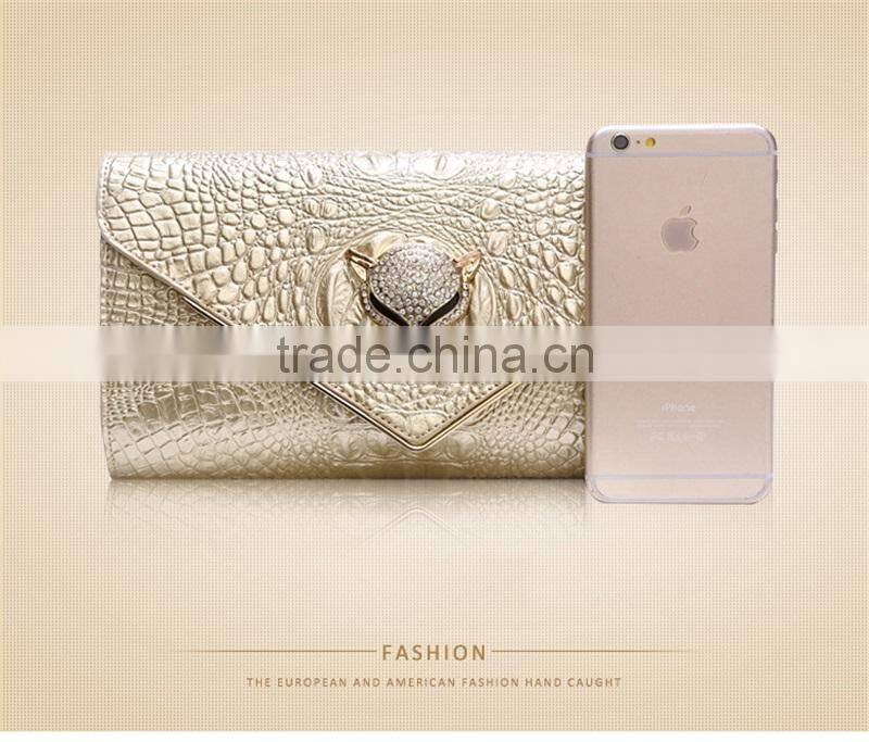 High Quality Lady Genuine Real Crocodile Embossed Designer Clutch Bag For Women