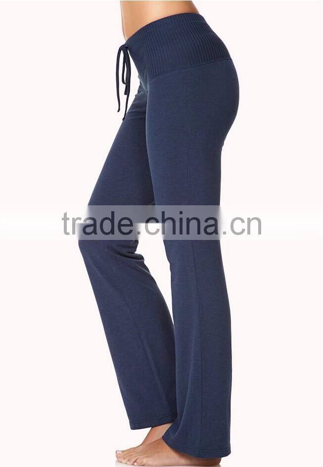 2016 Hot selling elastic waist relaxed fit lady pants sports wear yoga pants