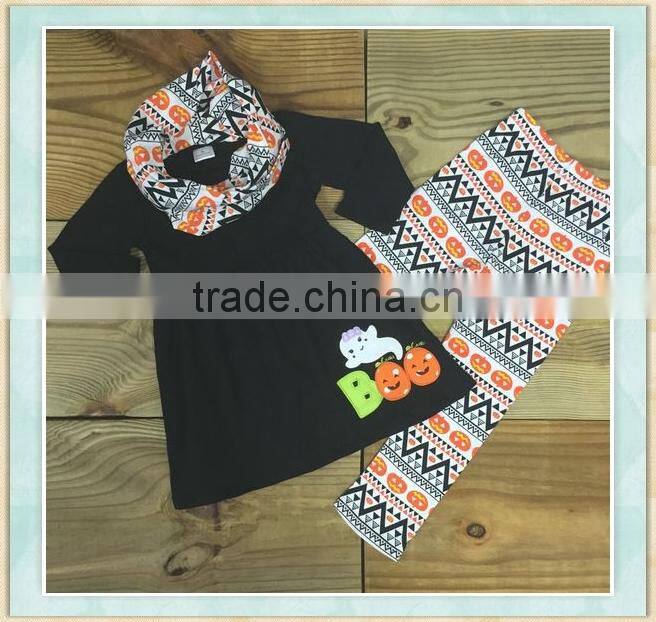 Wholesale 2017 kids halloween costumes black gost embroidery pattern pumpkin grimace pants