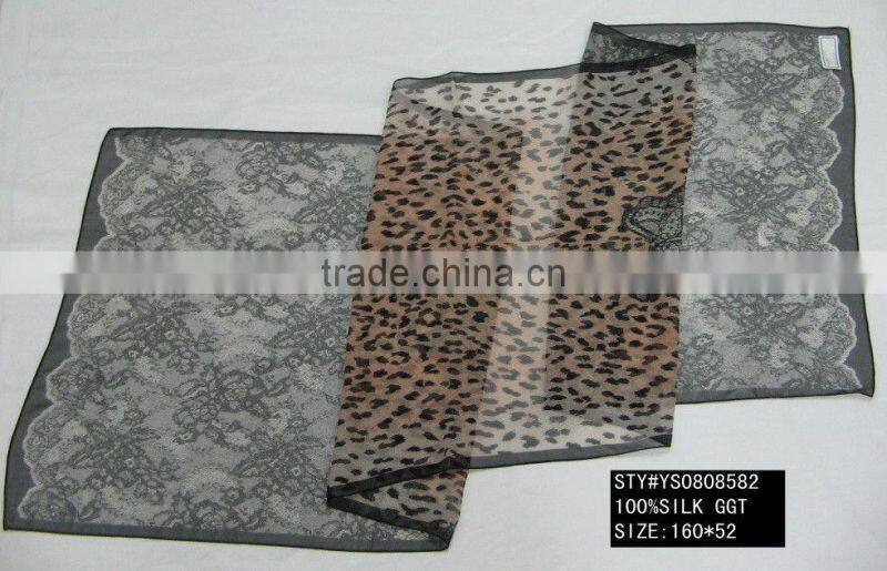 Lady Silk Scarf, Crepe GGT, Long Scarf, Tassels