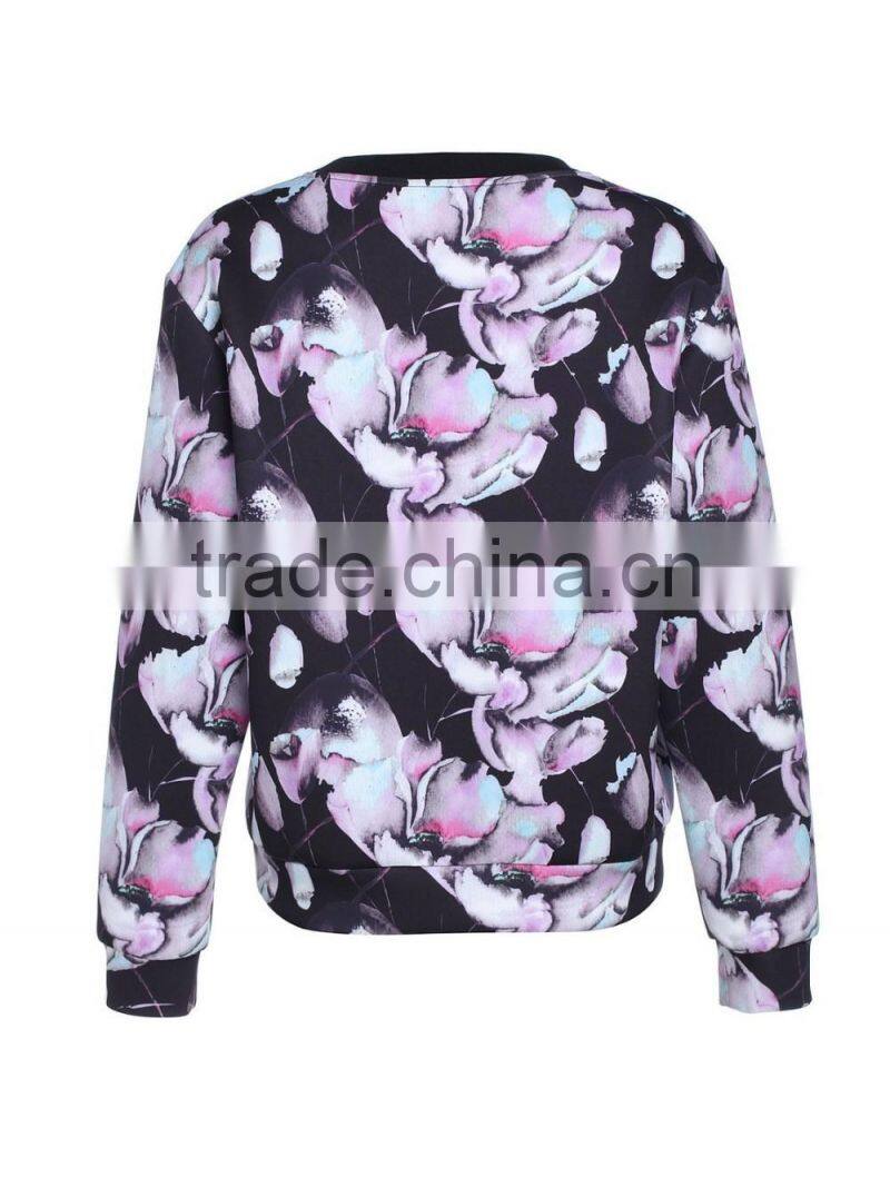 ladies custom sublimation full printing crewneck heavy sweatshirts/hoodies